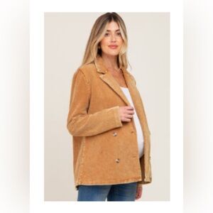 PINKBLUSH Camel Corduroy Double Chested Maternity Blazer